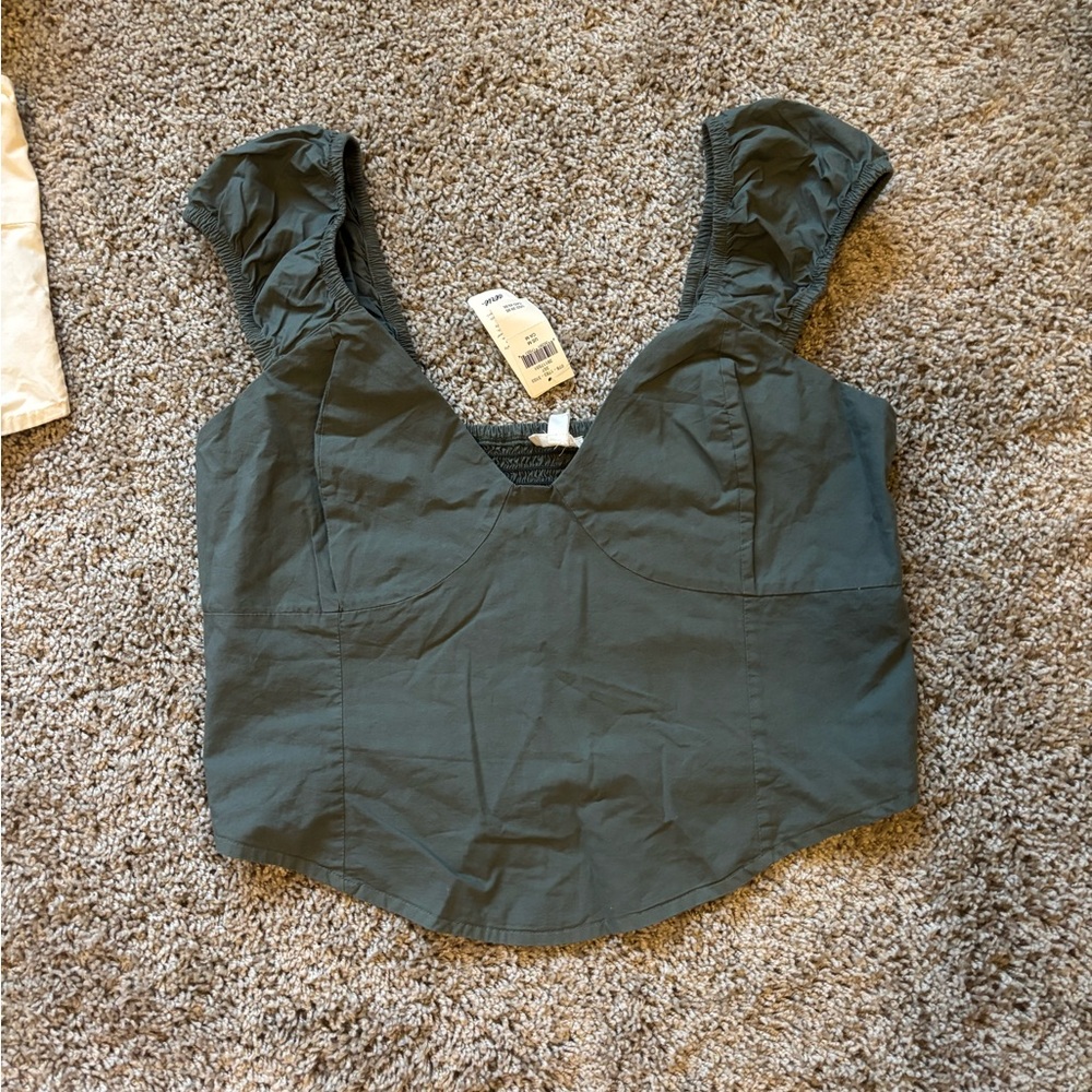 Aerie Cap Sleeve Smocked Top